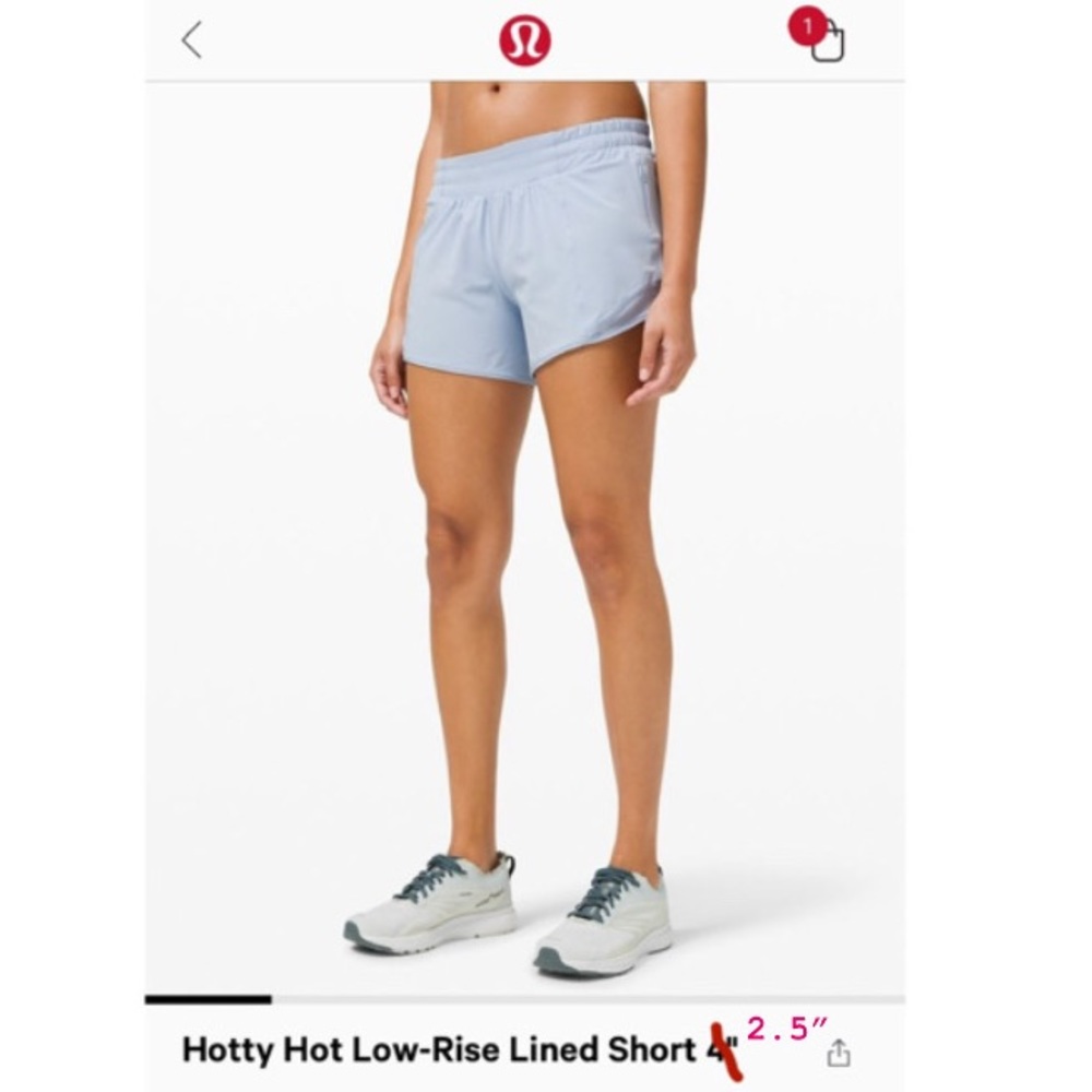 Brand new without tags Lululemon Hotty Hot Low Rise 2.5” shorts